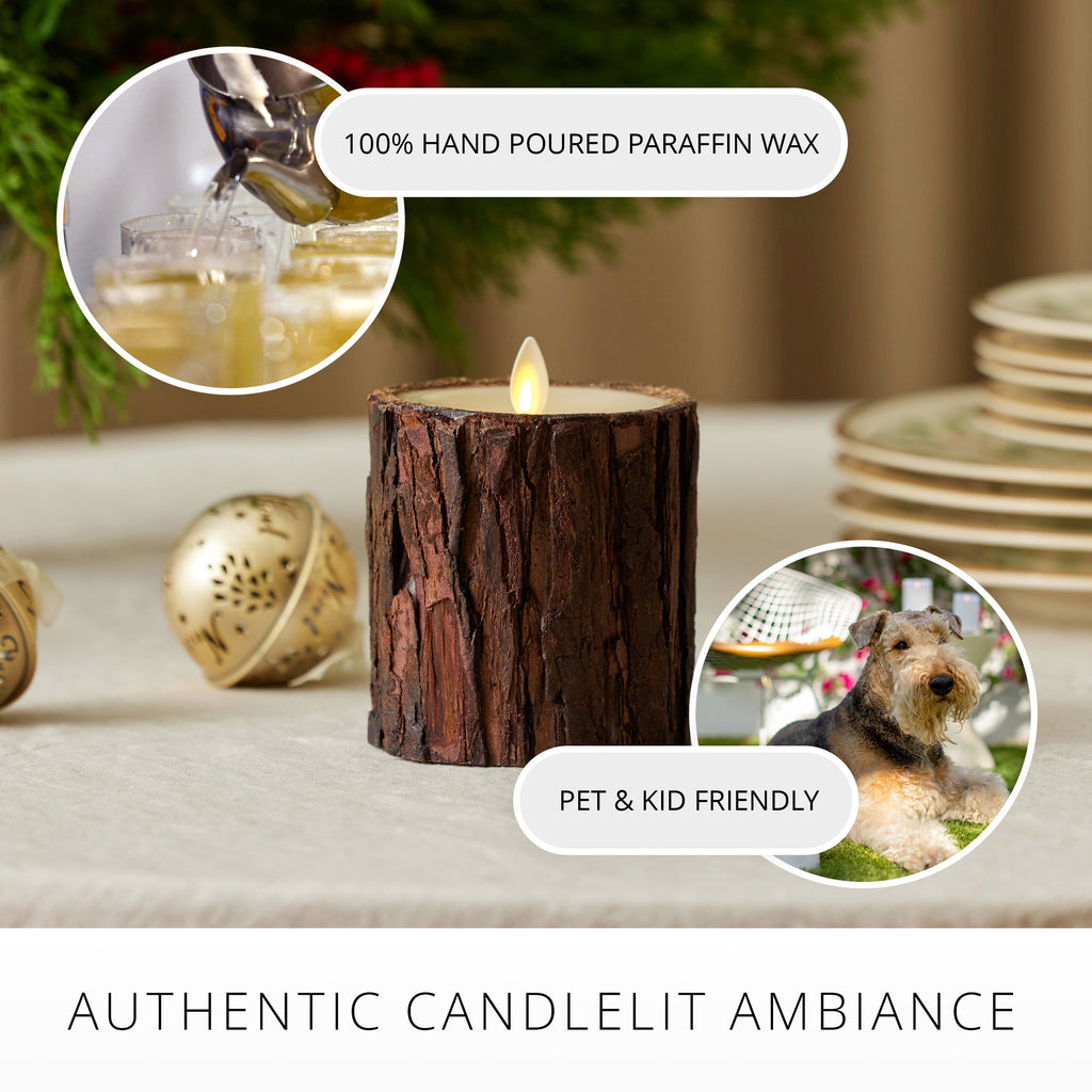 Flameless Candle, Real Bark Wood Pillar for Mantels, Entryways and Holiday Displays, 2 Size Options image 6