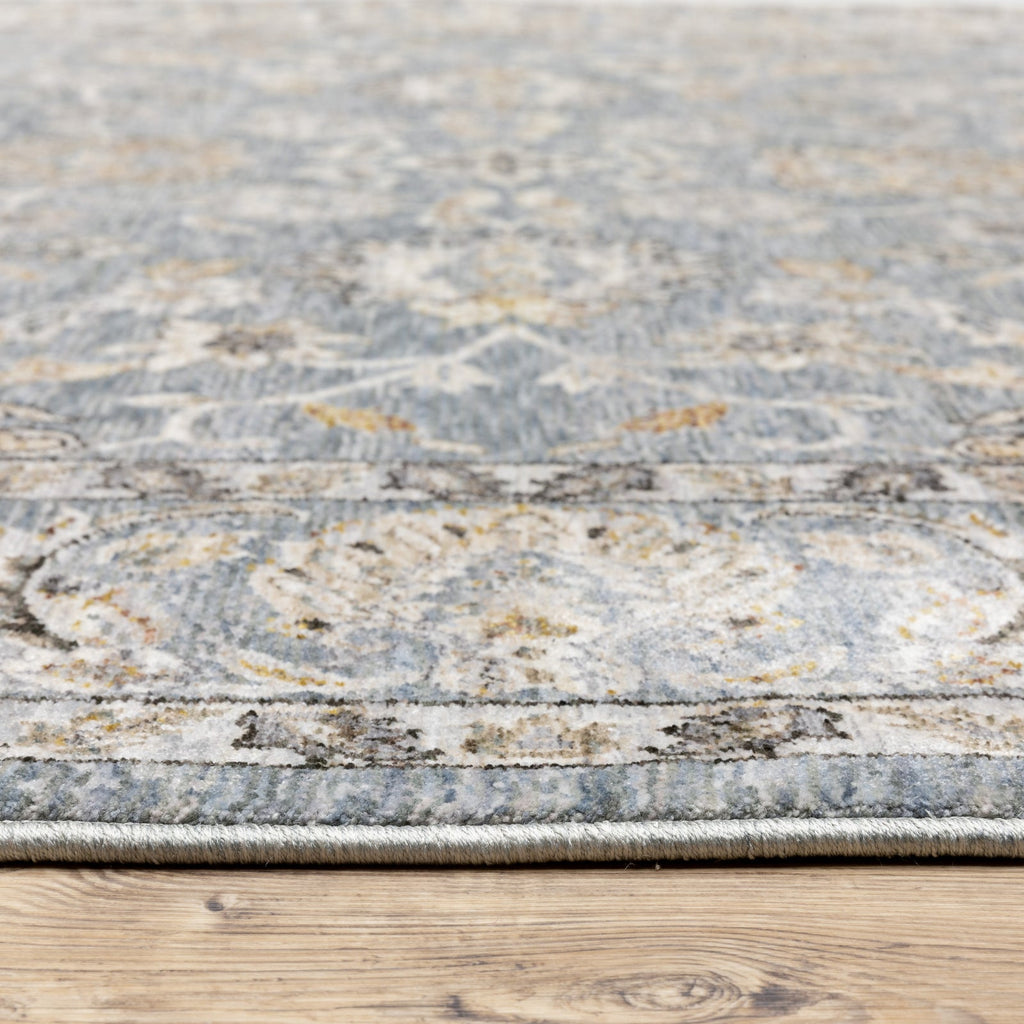 Area Rug, Maharaja 070E1 Blue Ivory for Living Rooms, Bedrooms and Entryways, 10 Size Options image 6
