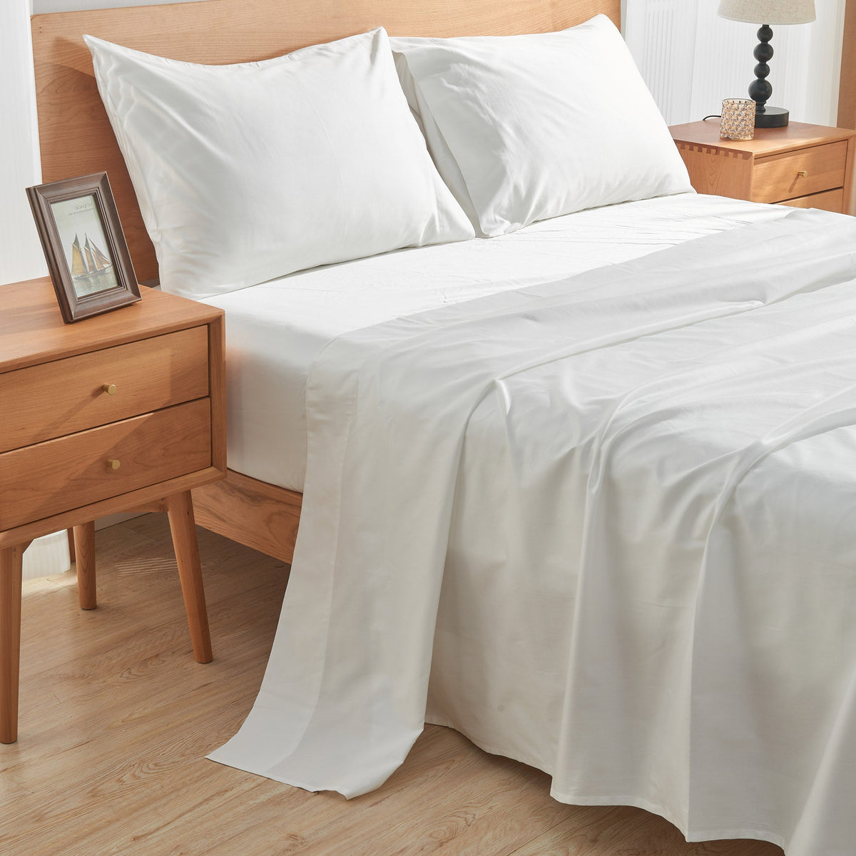 Bed Sheet Set, LuxeSoft Cotton, Breathable Construction for Master Bedrooms, Guest Beds and Daily Use, 6 Sizes and 5 Colors image 6