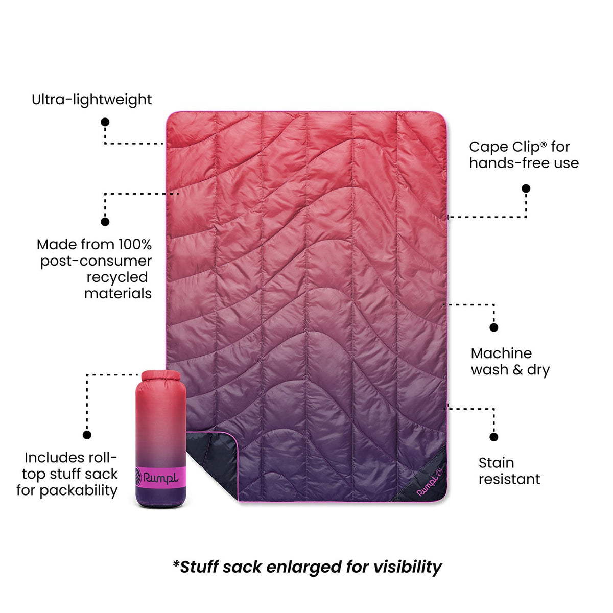 Puffy Blanket, Travel Berry Fade for Camping, Cabins and Outdoor Relaxation, Designed for Outdoor Seating, Travel and Camping Comfort image 6