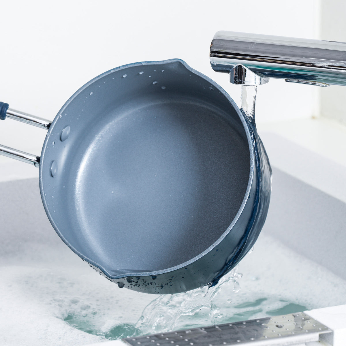 Saucepan, Ceramic Nonstick 1 Quart Navy, Dishwasher-Safe Care for Sauces, Grains and Everyday Stovetop Cooking image 6