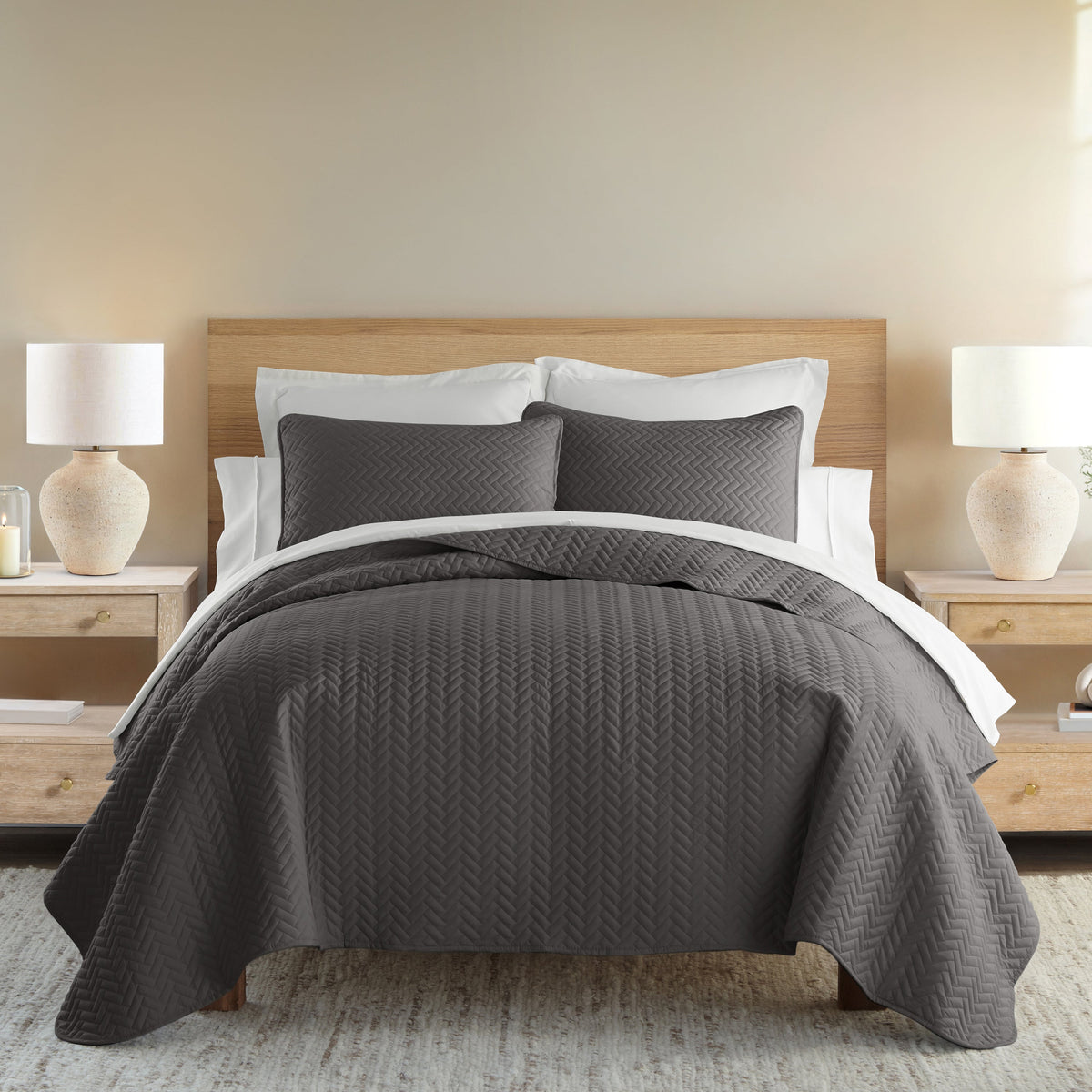 Quilted Coverlet Set, 3 Piece Herringbone for Guest Bedrooms, Layered Beds and Everyday Bedding, 3 Sizes and 6 Colors image 7