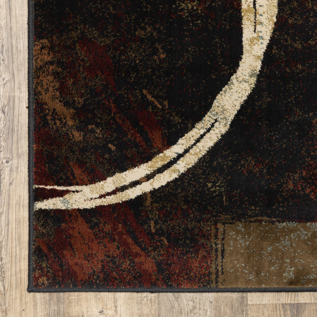 Area Rug, Hudson 2544B Brown Black for Living Rooms, Bedrooms and Entryways, 9 Size Options image 7