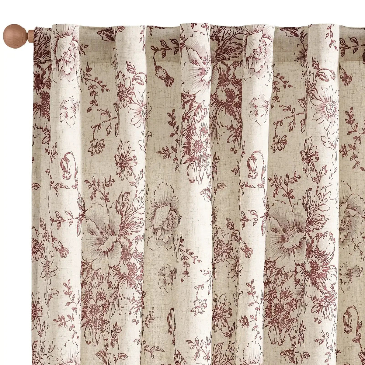 Window Curtain, Floral Lined Linen Blend Curtains (2 Panels), Machine-Washable Care for Windows, Room Styling and Everyday Privacy image 7