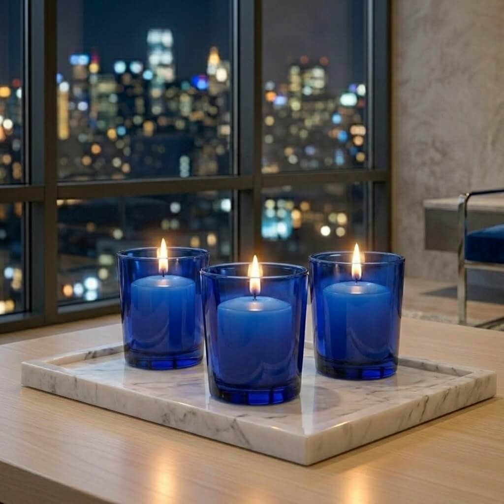 Votive Candle Holder Set, Blue 12 Pack for Home Candle Displays and Table Centerpieces, Designed for Everyday Home Use image 7