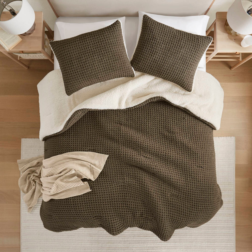Bed Comforter, Riordan Waffle Knit Chenille Set, Machine-Washable Care for Everyday Bedding and Comfortable Sleep, 3 Sizes and 4 Colors image 7