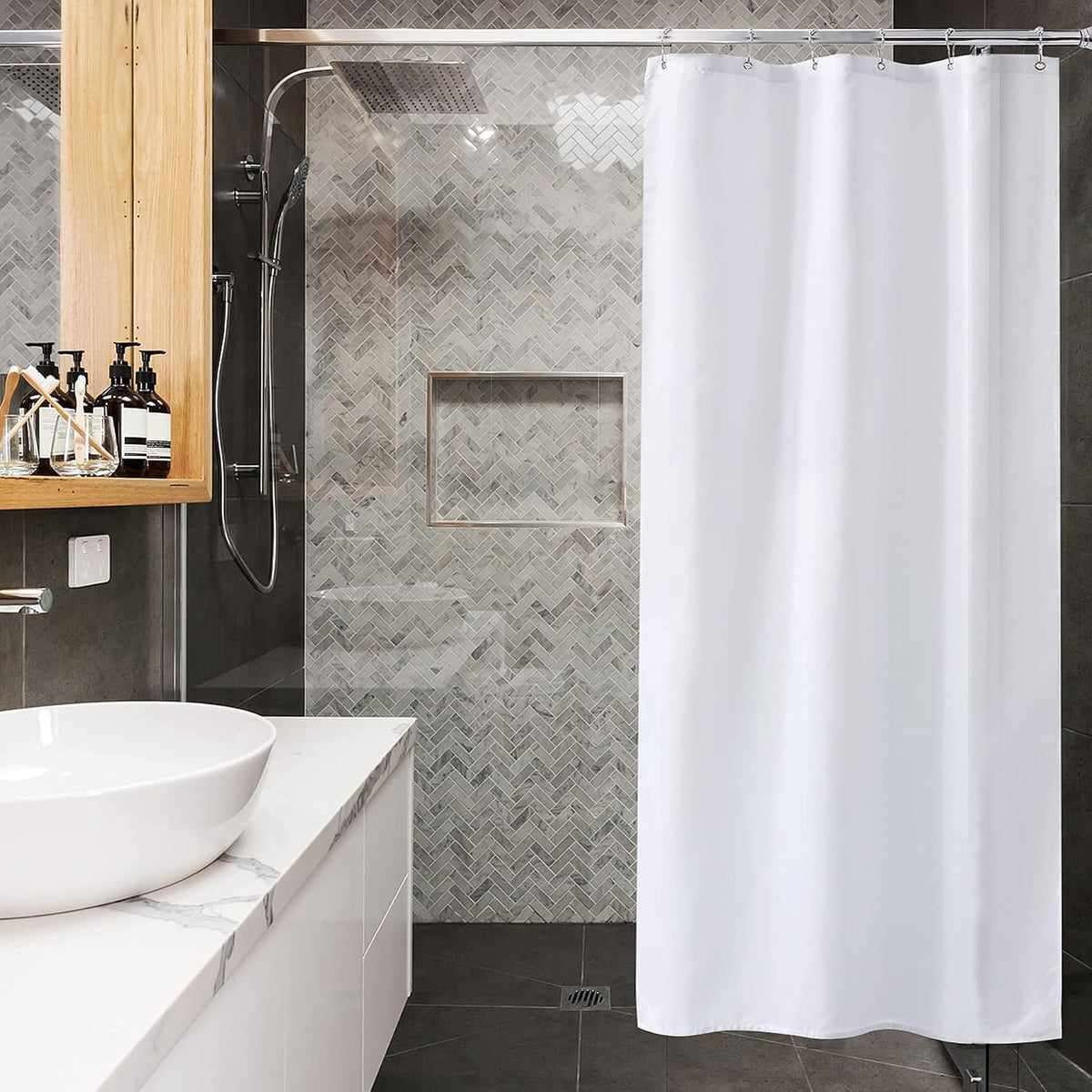 Bathroom Accessory, Waterproof Fabric Shower Curtain Liner, 120, Machine-Washable Care for Guest Baths and Daily Bathroom Routines image 7