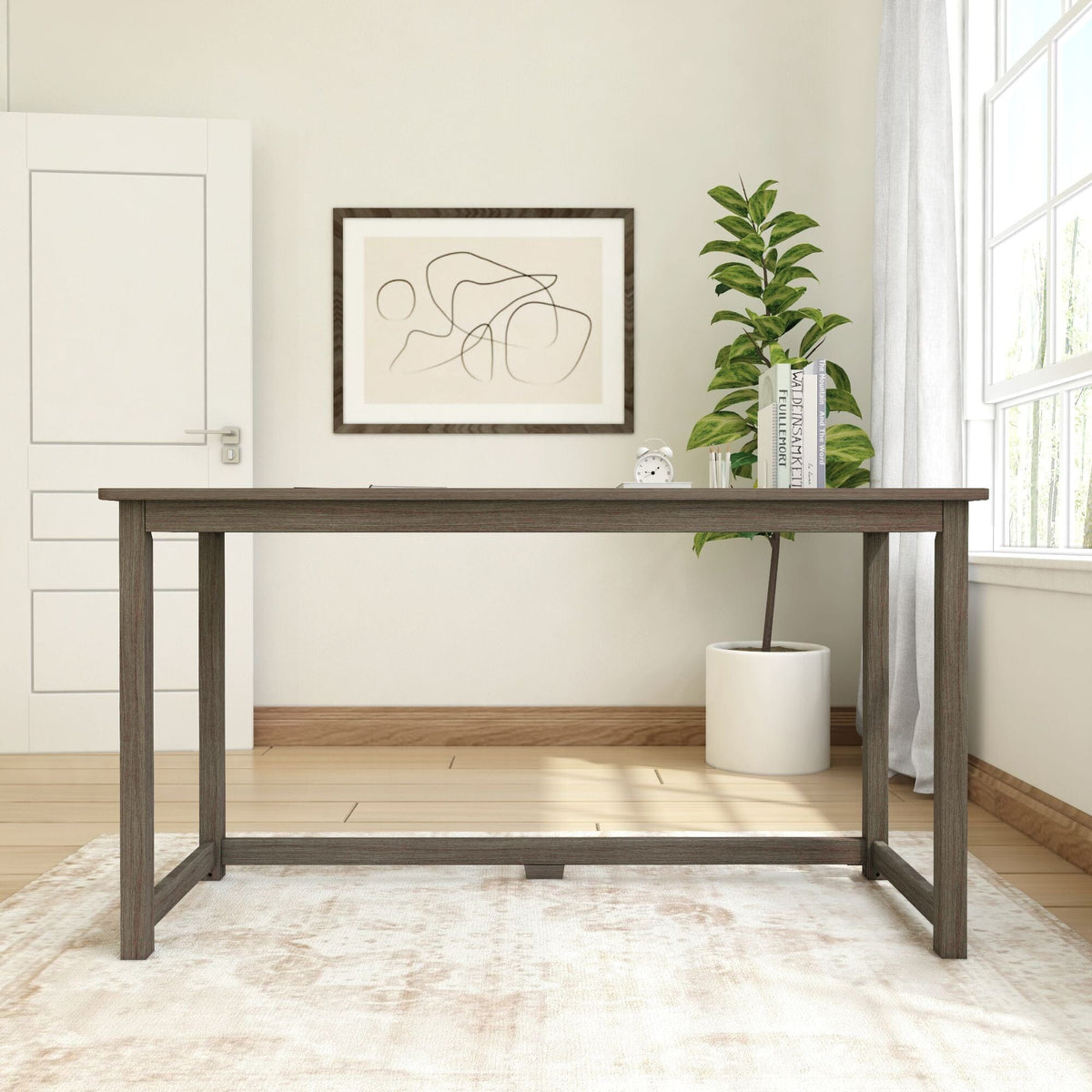 Computer Desk, Writing 55", Solid Wood Construction for Home Offices, Computer Work and Study Spaces, 4 Color Options image 7