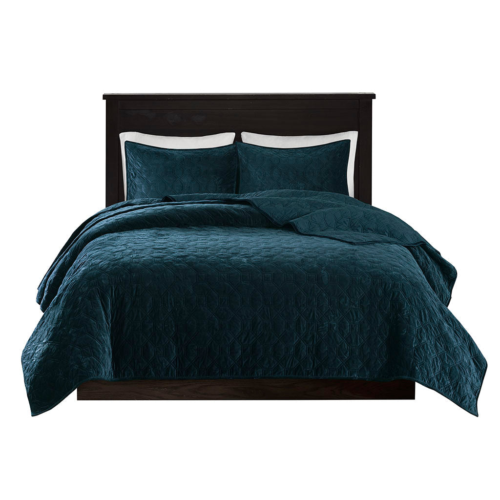 Cozy Throw Blanket, Harper 3 Piece Velvet Quilt Set, Machine-Washable Care for Sofas, Beds and Relaxing at Home, 2 Sizes and 7 Colors image 7