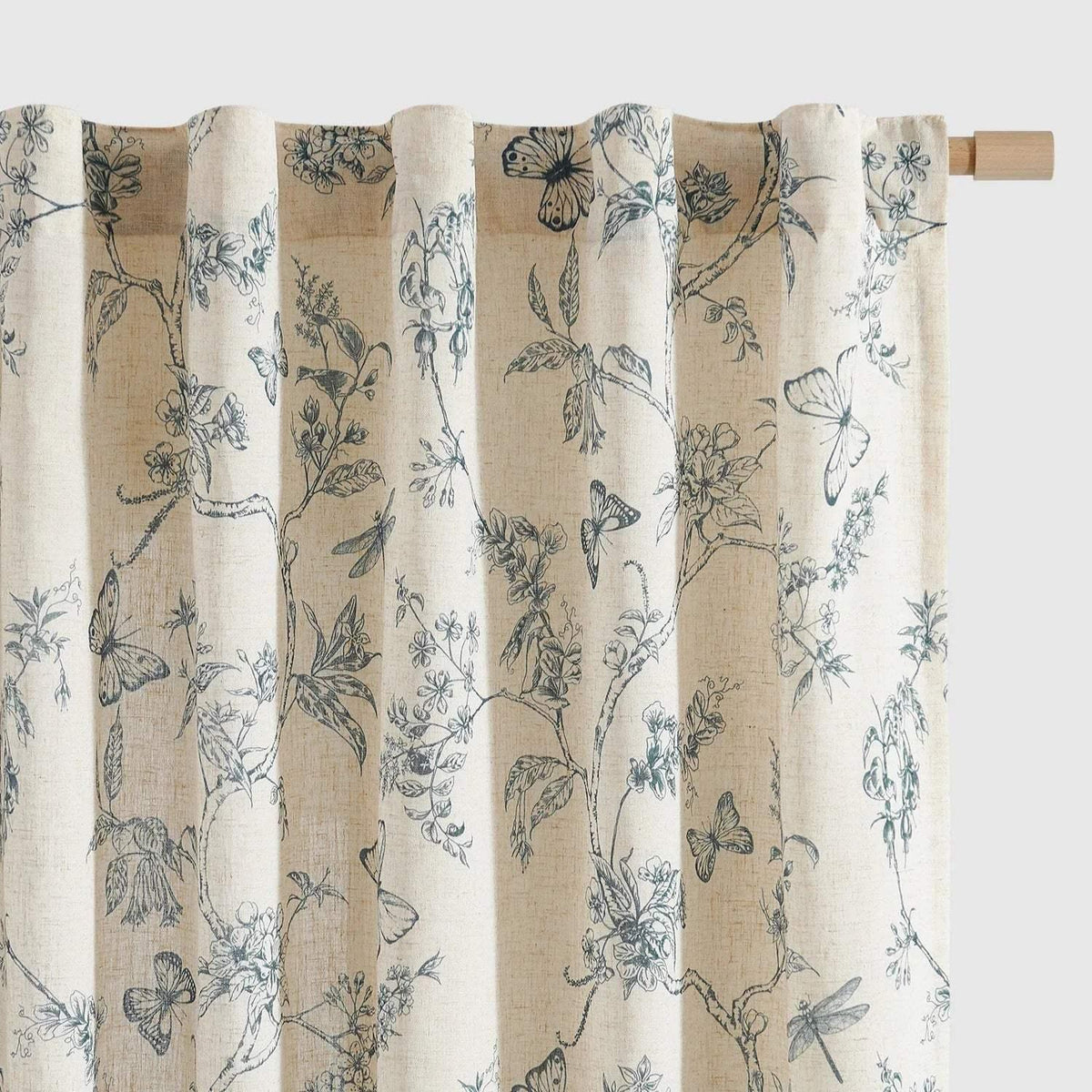 Window Curtain, Modern Toile Floral & Insect Linen Curtains (2, Lightweight Design for Windows, Room Styling and Everyday Privacy image 7