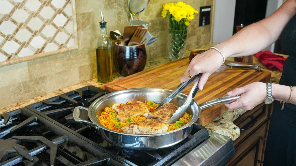 Stainless Steel Sauté Pan, 3.5 Quart with Cover, Stainless Steel Construction for Searing, Stir-Frying and Family Meal Prep image 7