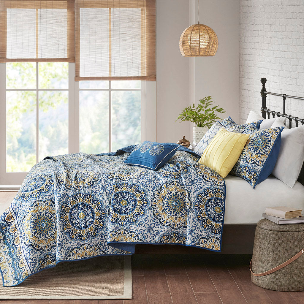 Cozy Throw Blanket, Tangiers 6 Piece Reversible Quilt Set, Machine-Washable Care for Sofas, Beds and Relaxing at Home, 2 Sizes and 2 Colors image 7