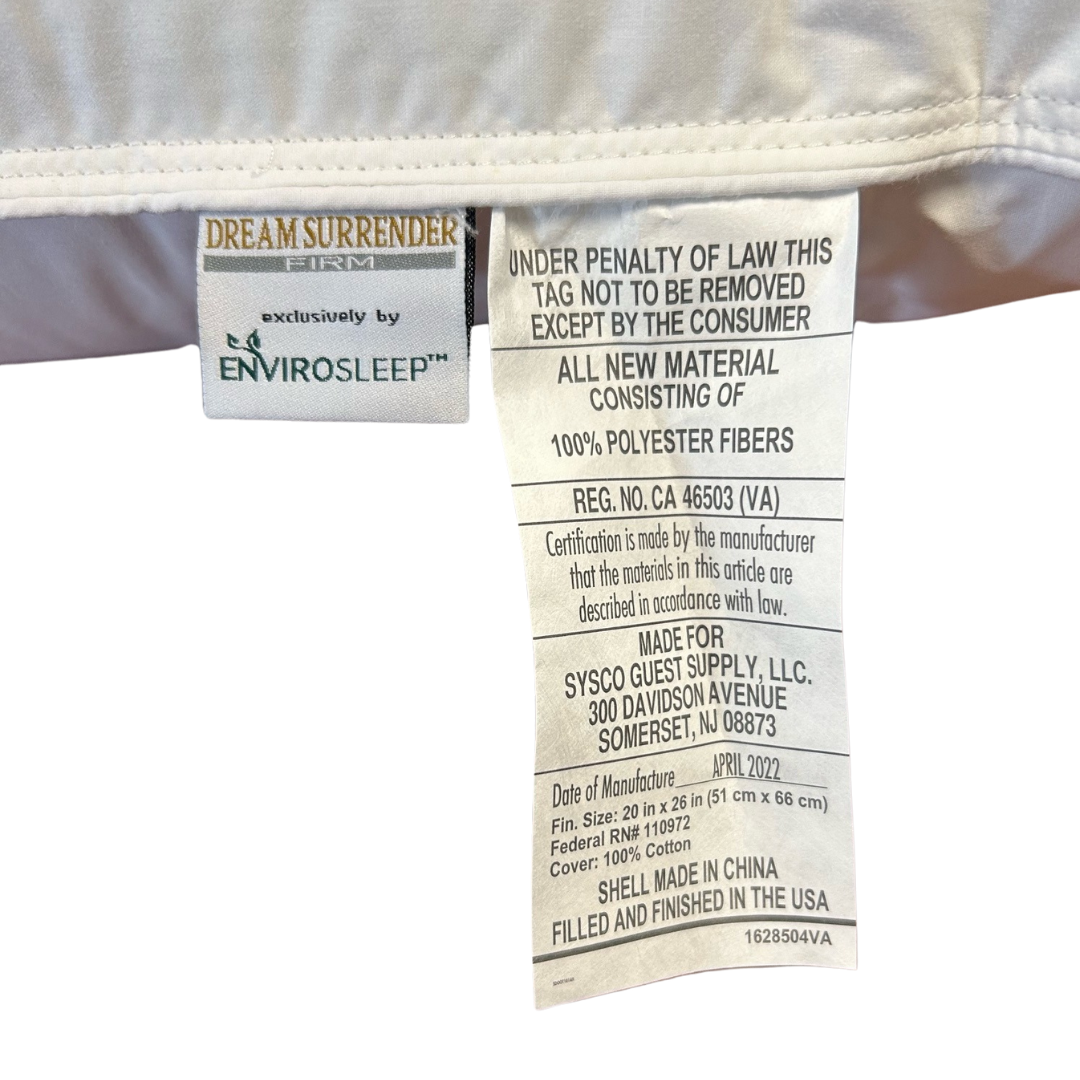 Bed Pillow, Envirosleep Dream Surrender Firm , Formerly, Machine-Washable Care for Everyday Sleep and Guest Room Bedding, 4 Size Options image 7