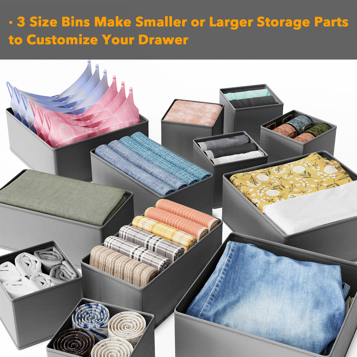 Home Storage Organizer, 12 Pack Drawer Organizers for Clothes, Breathable Construction for Closets, Shelves and Everyday Organization image 7