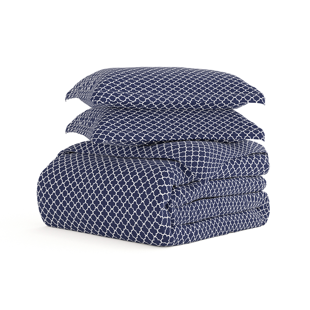 Duvet Cover Set, Quatrefoil Pattern 3 Piece for Bedroom Bedding Refresh and Everyday Comfort, 3 Sizes and 2 Colors image 7