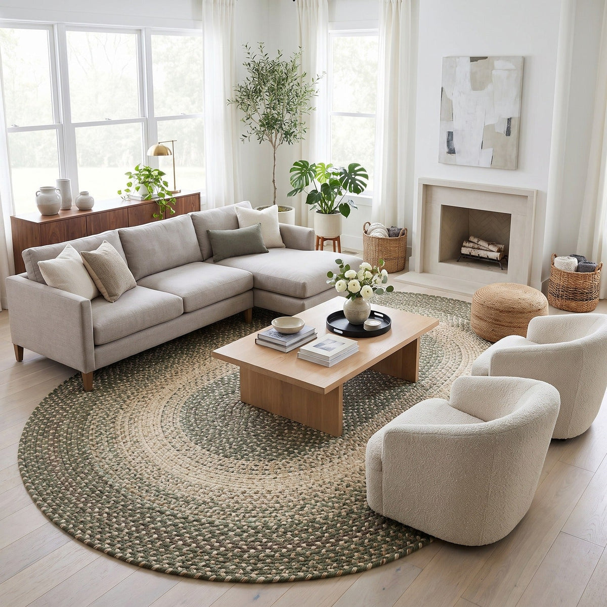 Area Rug, Ridgewood Forest Green Braided Reversible, Machine-Washable Care for Hallways, Dining Spaces and Home Decor, 14 Size Options image 7