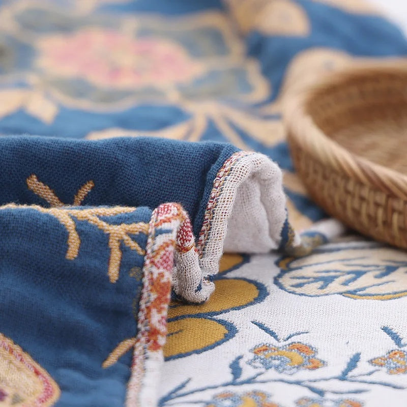 Cozy Throw Blanket, Rustic Artistic Flora 100% Floral Cotton, Lightweight Design for Living Rooms, Bedrooms and Everyday Lounging image 7