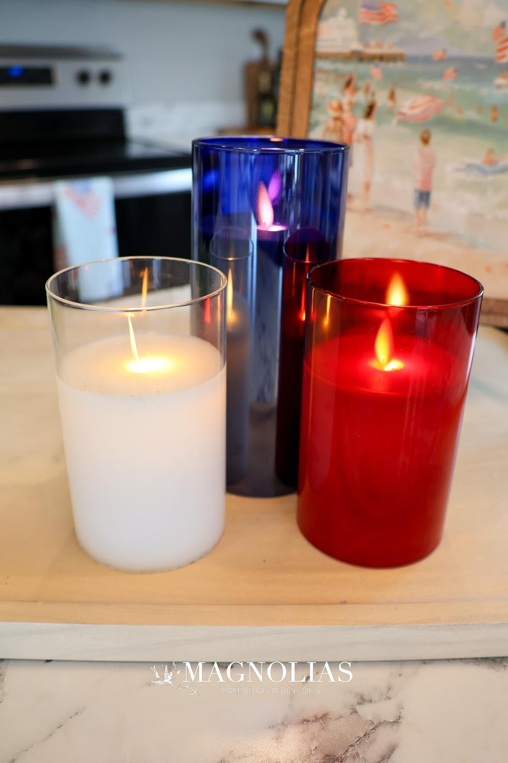 Flameless Candle, Cream Moving LED Glass Set for Mantels, Entryways and Holiday Displays, Designed for Everyday Home Use image 7