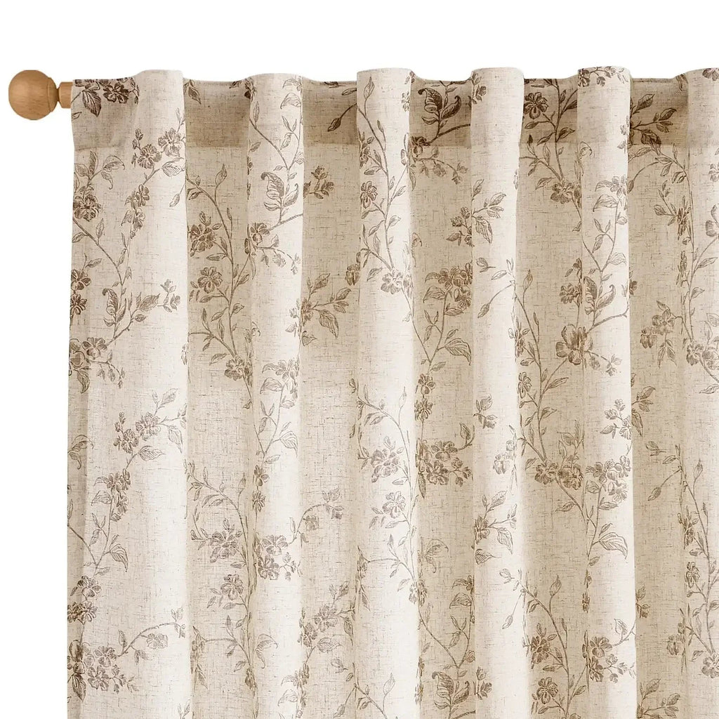 Window Curtain, Vine Blossom Linen Blend Curtains (2 Panels), Machine-Washable Care for Bedrooms, Living Rooms and Home Privacy image 7
