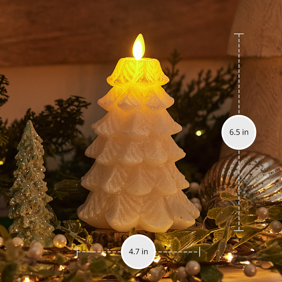 Flameless Candle, White Swan Tree for Mantels, Entryways and Holiday Displays, 2 Size Options image 7