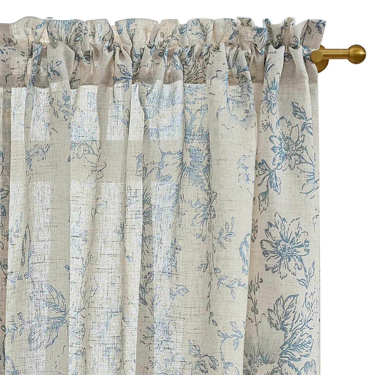 Window Curtain, Black Floral Swag Linen Kitchen Curtains (2 for Bedrooms, Living Rooms and Home Privacy, 3 Sizes and 3 Colors image 7