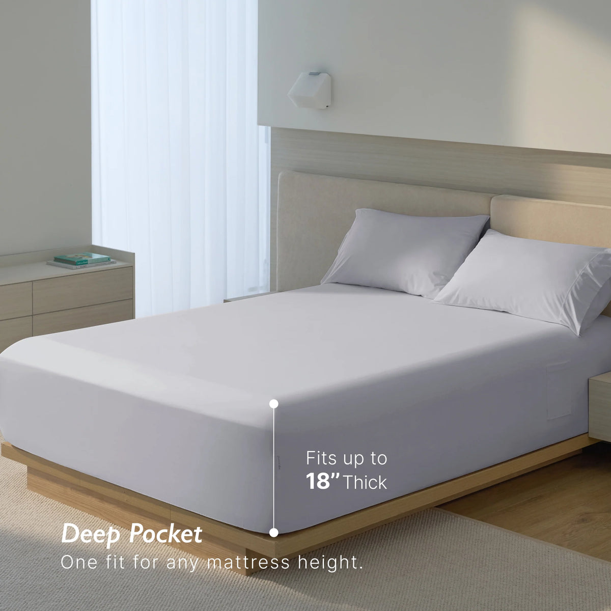 Fitted Sheet, Cooling, Breathable Construction for Everyday Bedding, Bedroom Layering and Guest Beds, 2 Sizes and 4 Colors image 7
