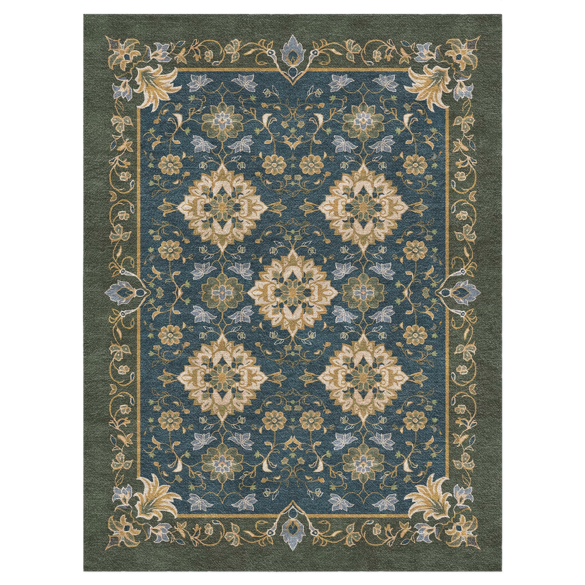 Area Rug, Miriam Navy & Olive Green for Living Rooms, Bedrooms and Entryways, 10 Size Options image 7
