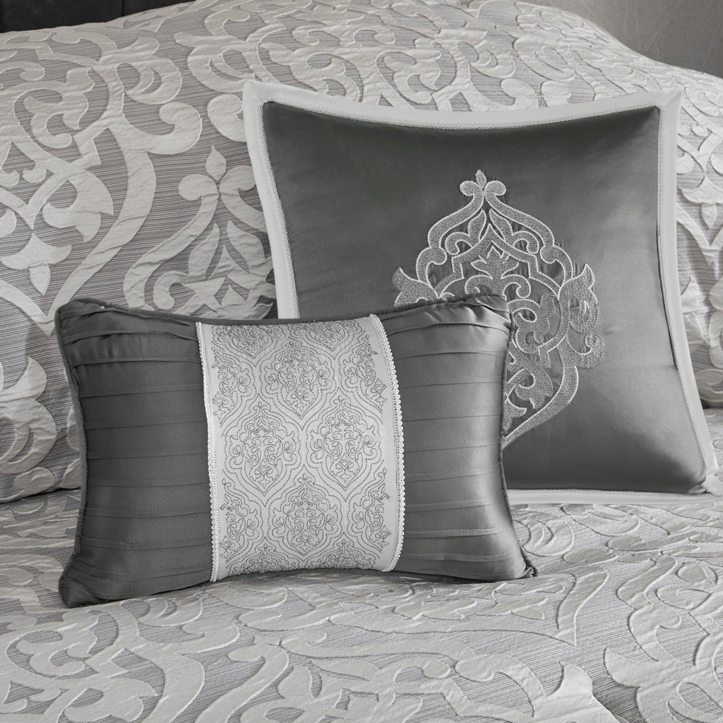 Bed Comforter, Odette 8 Piece Jacquard Set, Machine-Washable Care, Hypoallergenic Comfort for Year-Round Bedroom Comfort and Restful Sleep image 7