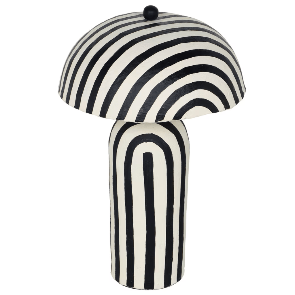 Portable Table Lamp, Lennox Striped Papier Mache for Bedrooms, Living Rooms and Reading Corners, 3 Color Options image 7