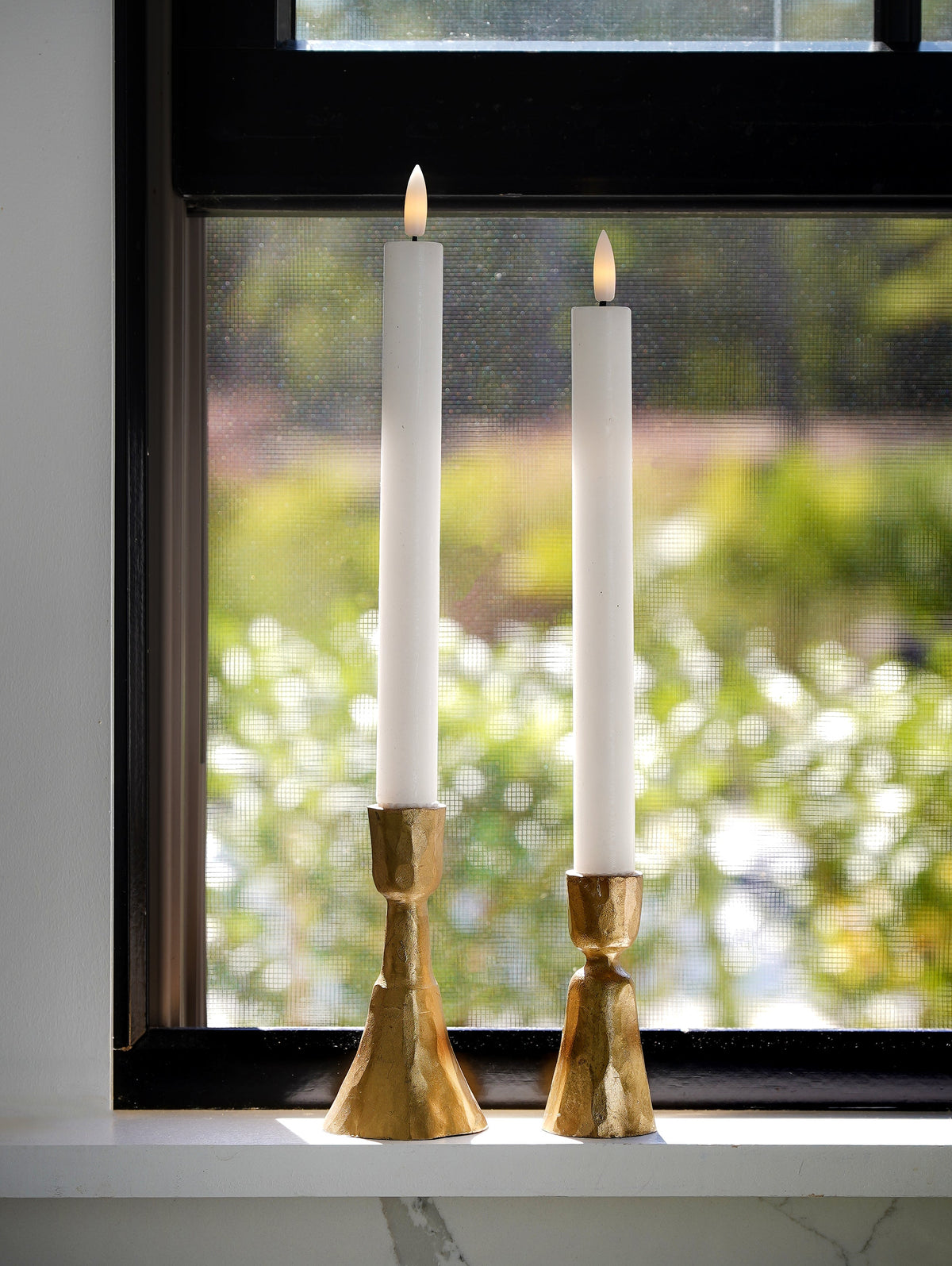 Decorative Candle, Gold Taper Holder Set of 2 for Entryways, Mantels and Everyday Home Ambience image 7
