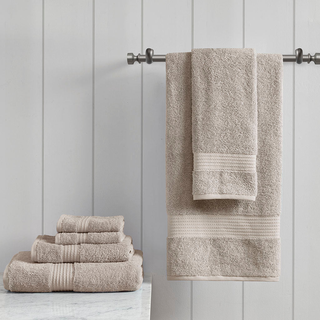 Bath Linen, Organic 6 Piece Cotton Towel Set, Machine-Washable Care for Daily Bathroom Routines and Guest Baths, 8 Color Options image 7