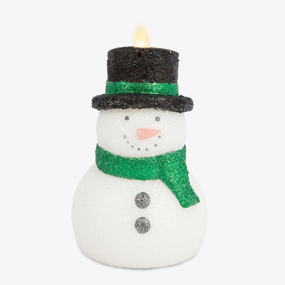 Flameless Candle, White Glitter Snowman for Mantels, Entryways and Holiday Displays, Designed for Everyday Home Use image 7