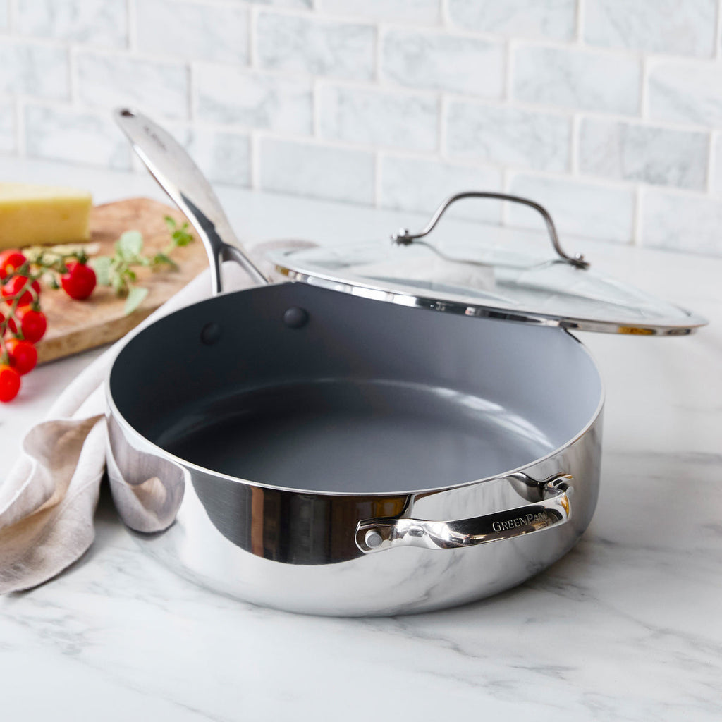 Stainless Steel Sauté Pan, 5 Quart with Lid, Dishwasher-Safe Care for Searing, Stir-Frying and Family Meal Prep image 7