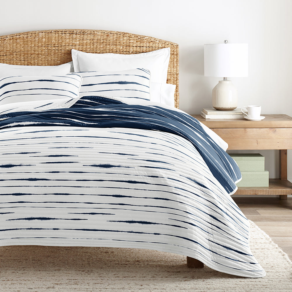 Quilted Coverlet Set, Horizon Lines Reversible for Guest Bedrooms, Layered Beds and Everyday Bedding, 3 Sizes and 2 Colors image 7