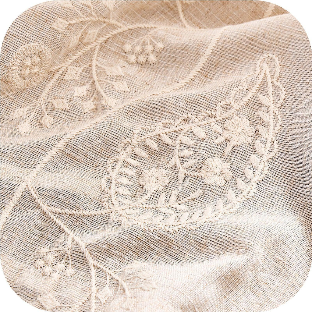 Window Curtain, Embroidered Floral Paisley Vine Linen Blend for Windows, Room Styling and Everyday Privacy, 3 Sizes and 4 Colors image 7