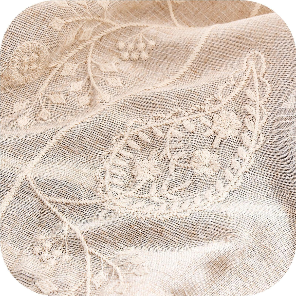Window Curtain, Embroidered Floral Paisley Vine Linen Blend for Windows, Room Styling and Everyday Privacy, 3 Sizes and 4 Colors image 7
