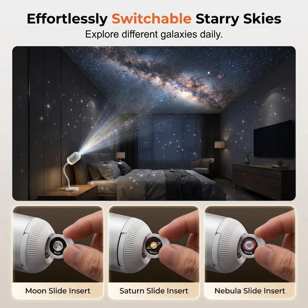 Home Lighting, Galaxy Projector Night Light USB Starry Sky, Lightweight Design for Desks, Side Tables and Warm Room Lighting image 7