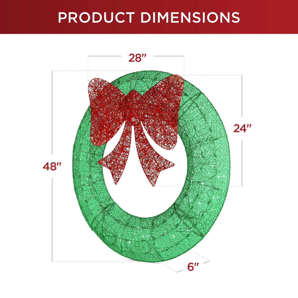 Seasonal Home Decor, Pre Lit Outdoor Christmas Wreath, LED Metal for Mantels, Tables and Seasonal Decorating, 5 Color Options image 7