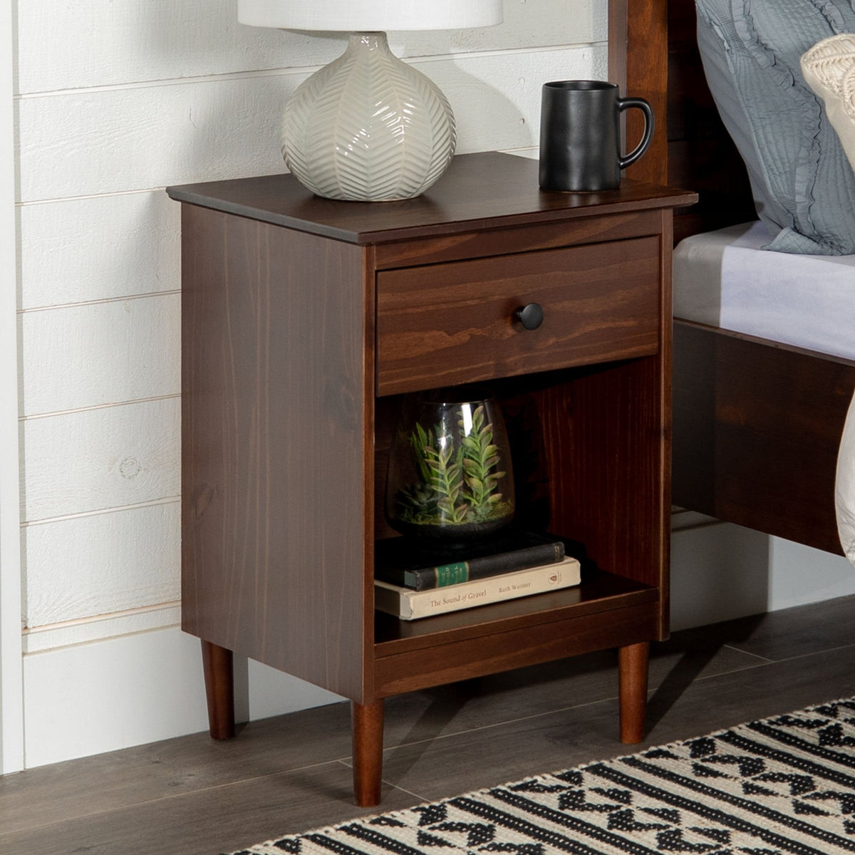 Nightstand, Spencer Solid Transitional Wood for Bedrooms, Bedside Essentials and Everyday Storage, 2 Size Options image 7