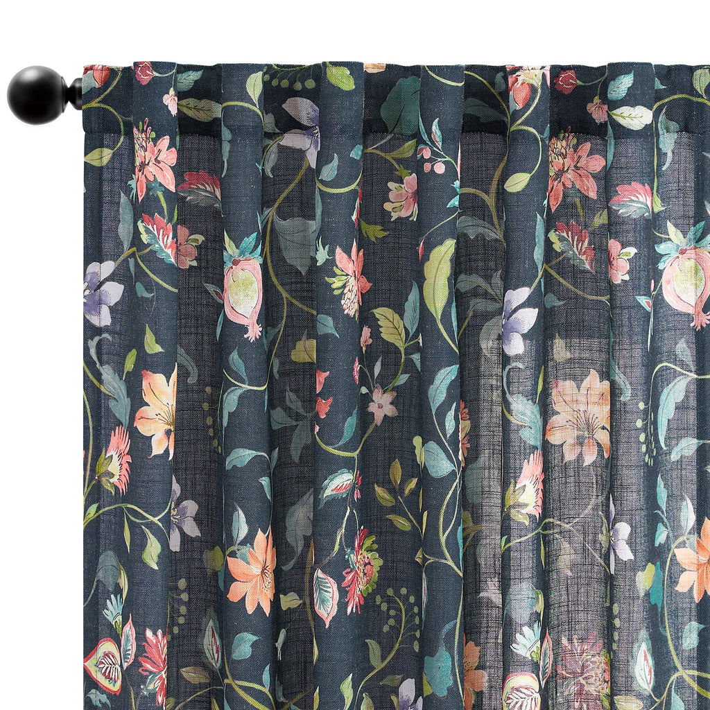 Window Curtain, Hattie Floral Linen Blend Curtains (2 Panels), Breathable Construction for Bedrooms, Living Rooms and Home Privacy image 7