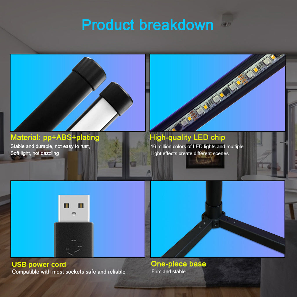 Home Lighting, Modern RGB Corner Floor Lamp GT050 for Desks, Side Tables and Warm Room Lighting, 2 style Options image 7