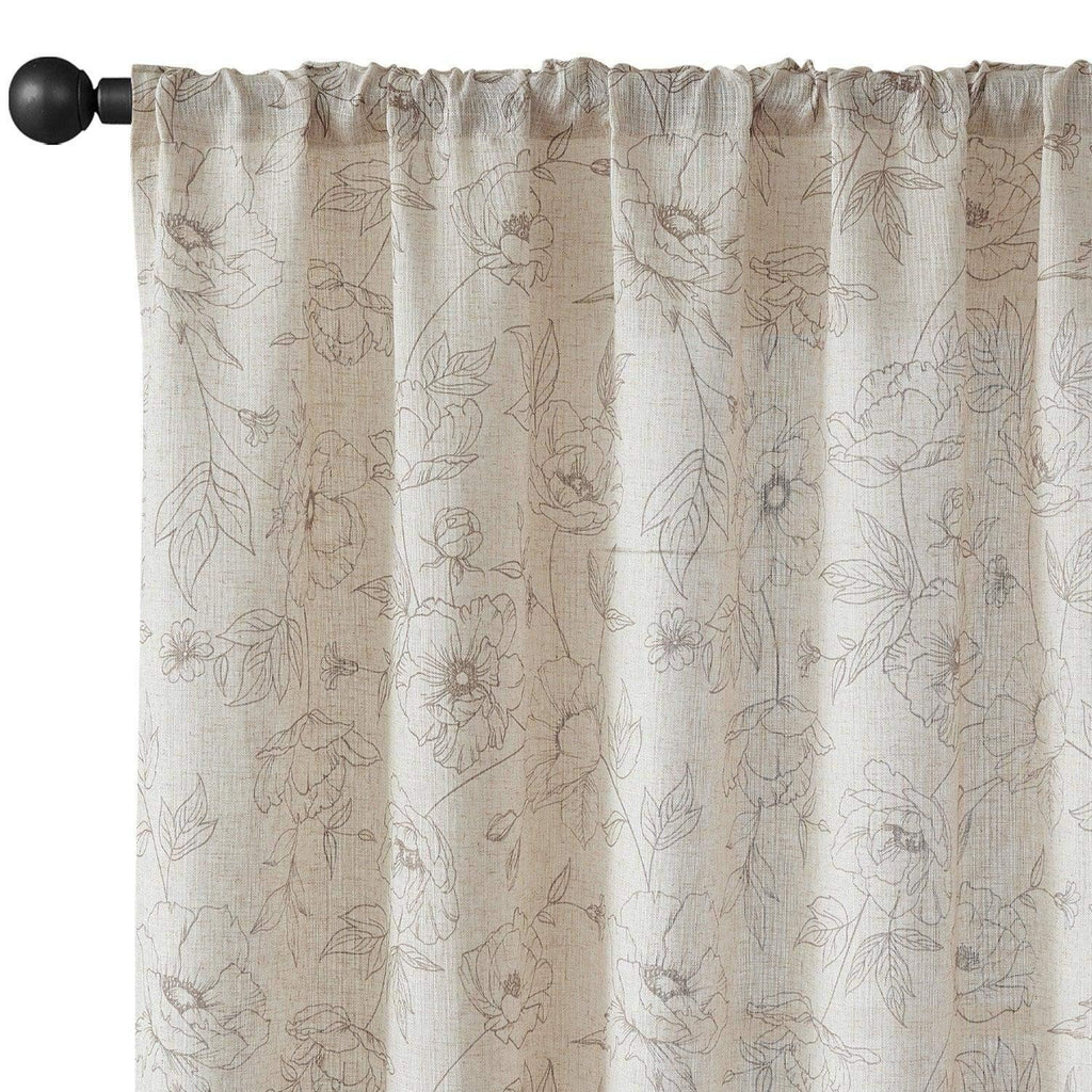 Window Curtain, Floral Linen Curtains (2 Panels), Lightweight Design for Windows, Room Styling and Everyday Privacy, 3 Sizes and 5 Colors image 7