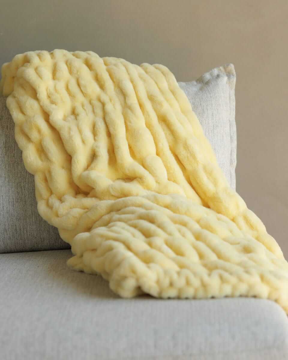 Cozy Throw Blanket, Hugs Butter Yellow for Sofas, Beds and Relaxing at Home, 5 Size Options image 7