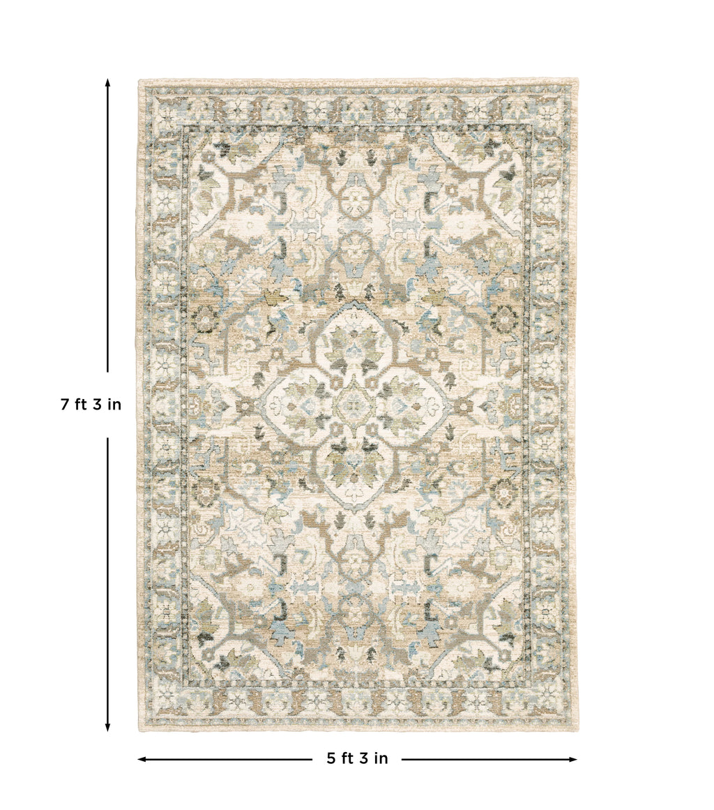 Area Rug, Andorra 9818G Beige Ivory for Living Rooms, Bedrooms and Entryways, 11 Size Options image 7