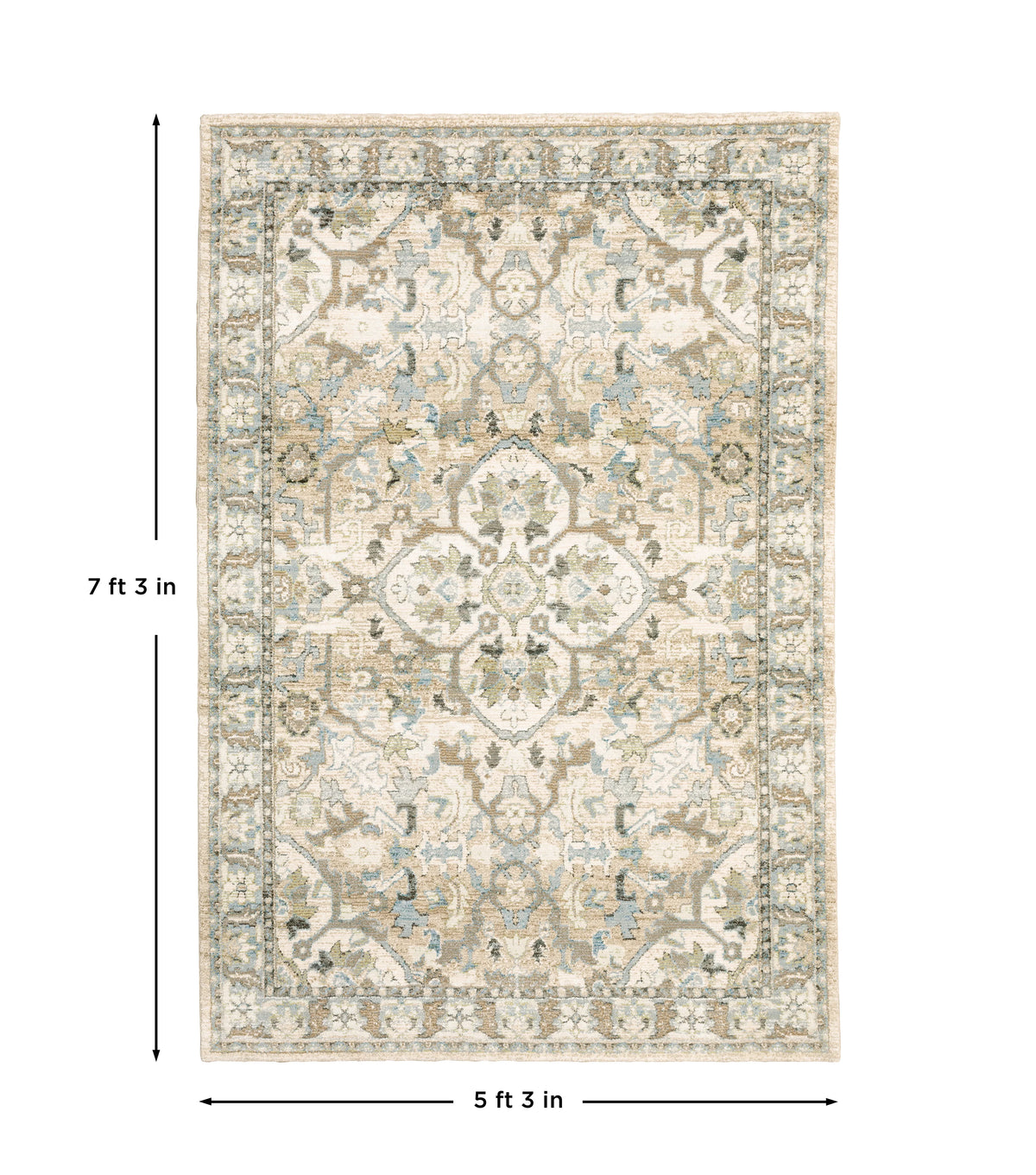 Area Rug, Andorra 9818G Beige Ivory for Living Rooms, Bedrooms and Entryways, 11 Size Options image 7
