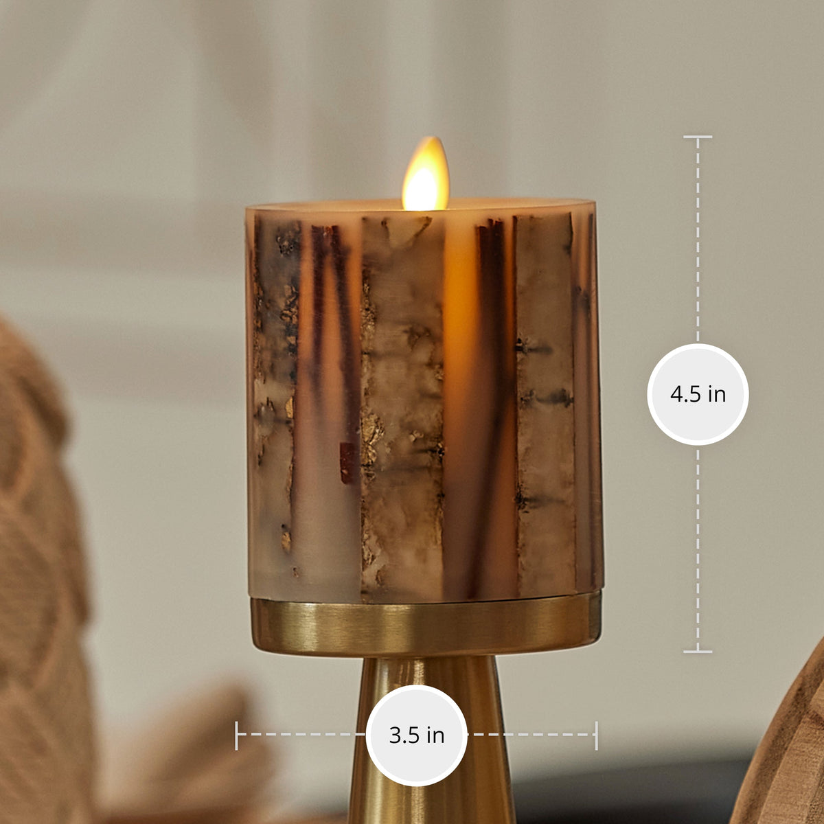 Flameless Candle, Ivory Embedded Birch and Twigs Pillar for Mantels, Entryways and Holiday Displays, 2 Size Options image 7