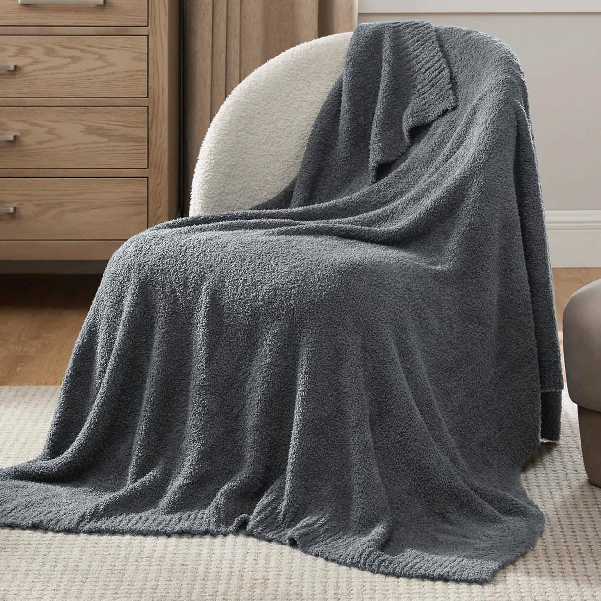 Cozy Throw Blanket, Feather Yarn, Lightweight Design, Machine-Washable Care for Sofas, Beds and Relaxing at Home, 2 Sizes and 12 Colors image 7