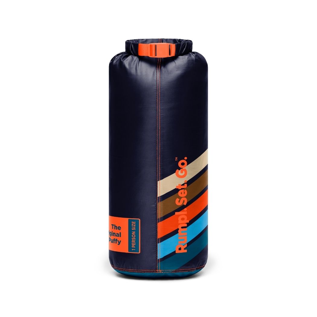 Puffy Blanket, Original Midnight Retro Stripes, Weather-Resistant Shell for Camping, Cabins and Outdoor Relaxation image 7