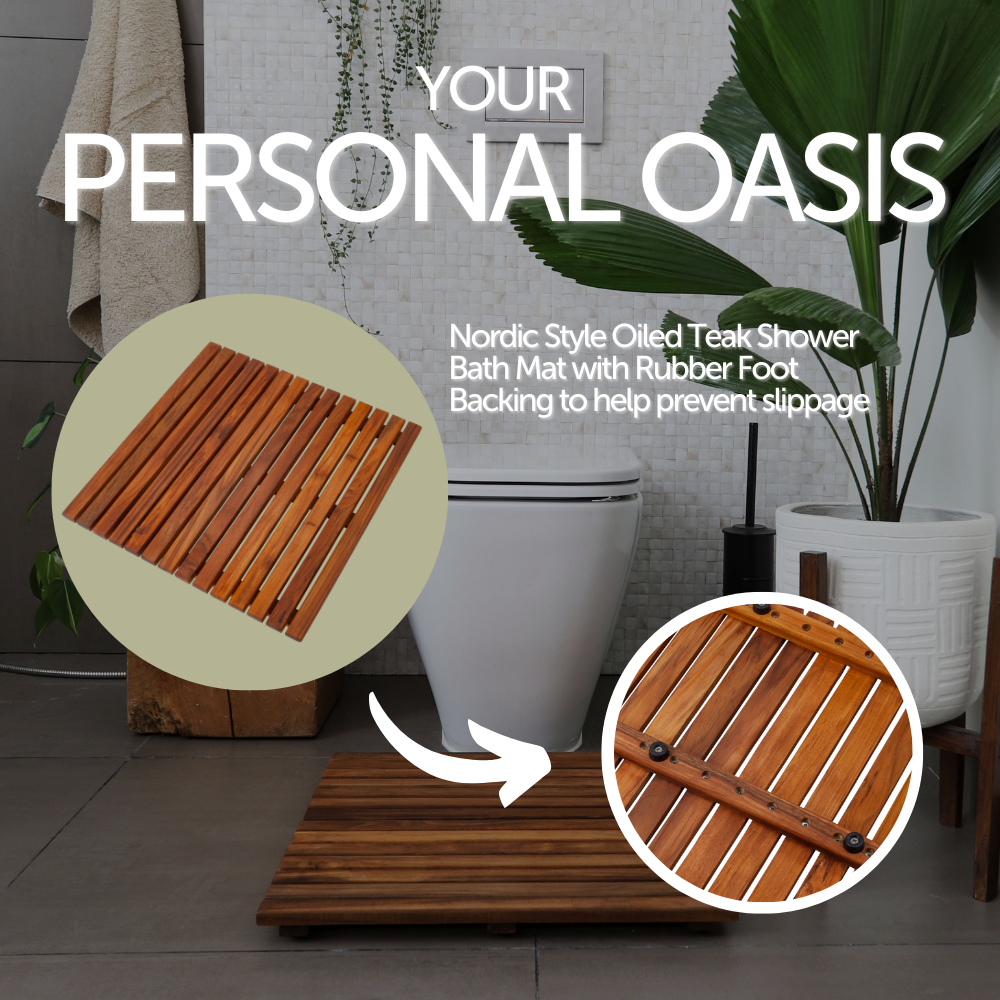 Teak Shower Mat, Redfish Oiled 19.6″ x 19.6″ for Bath Floors, Shower Areas and Everyday Bathroom Use image 7
