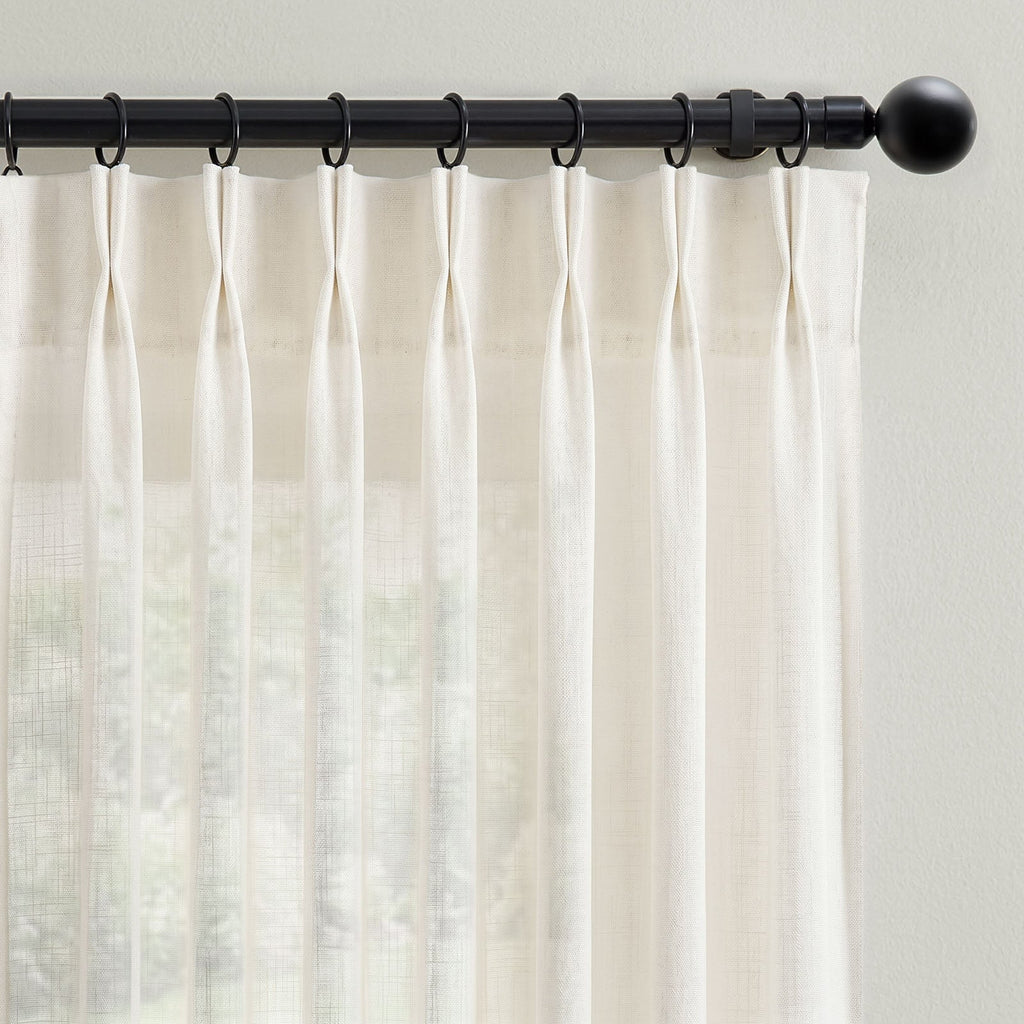 Window Curtain, Pinch Pleat Linen Blend Curtains (2 Panels) for Windows, Room Styling and Everyday Privacy, 4 Sizes and 5 Colors image 7